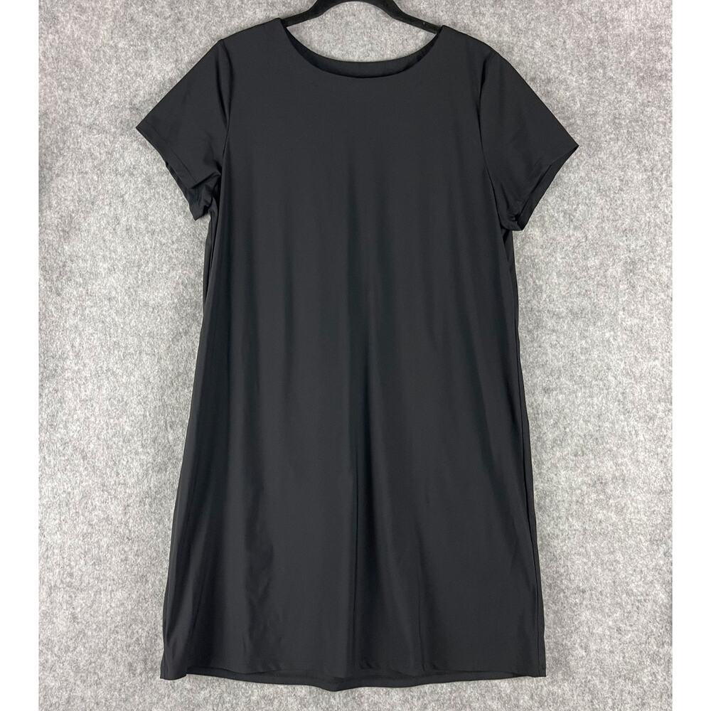 Jude Connally Ella T-shirt Dress Womens Large Black Short Sleeve Stretch Minimal